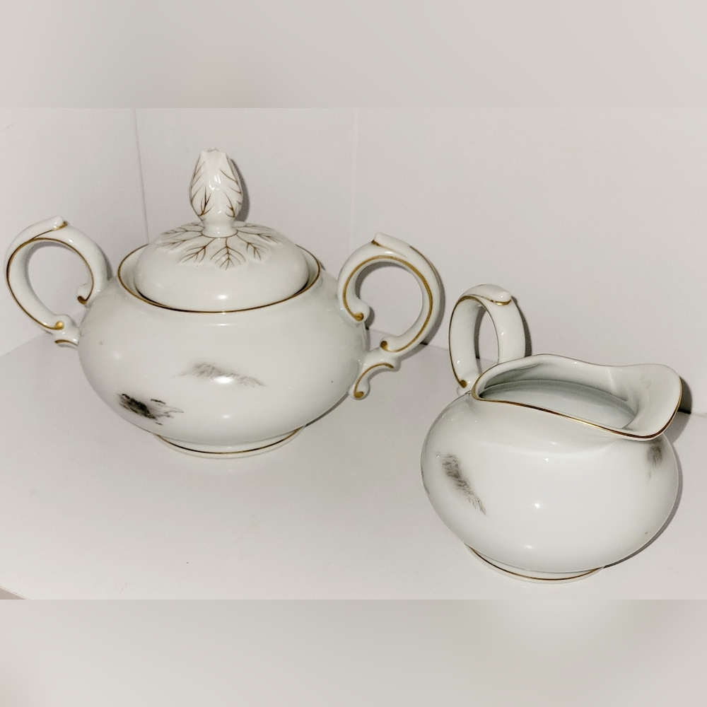 (2) Fukagawa Sugar & Cream Set Arita 903 Pattern Fancy Sugar Pot and Creamer